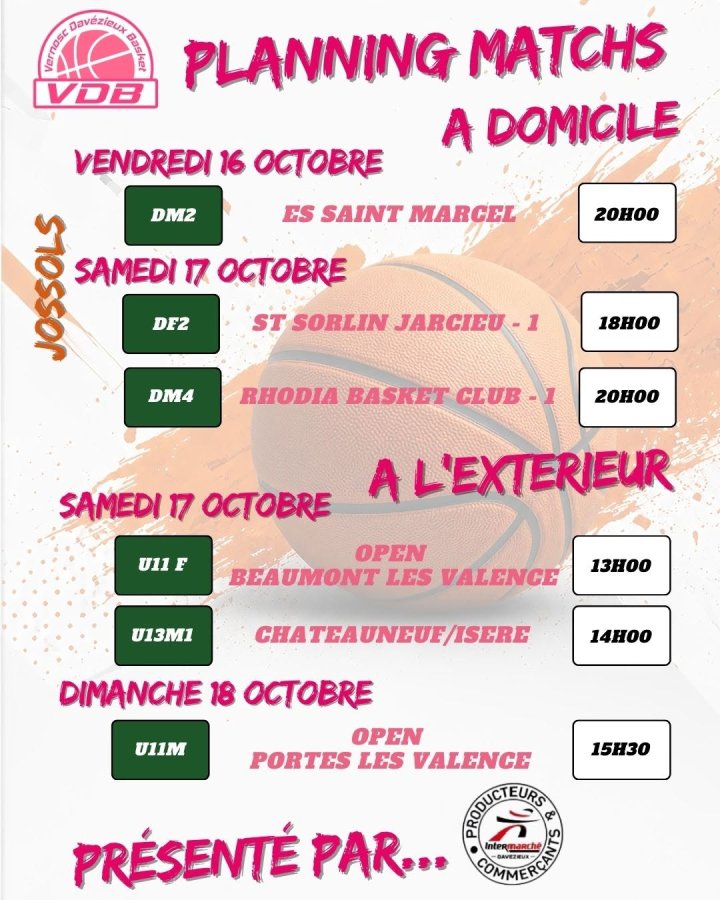 PLANNING WEEK-END DU 16/17 OCTOBRE
